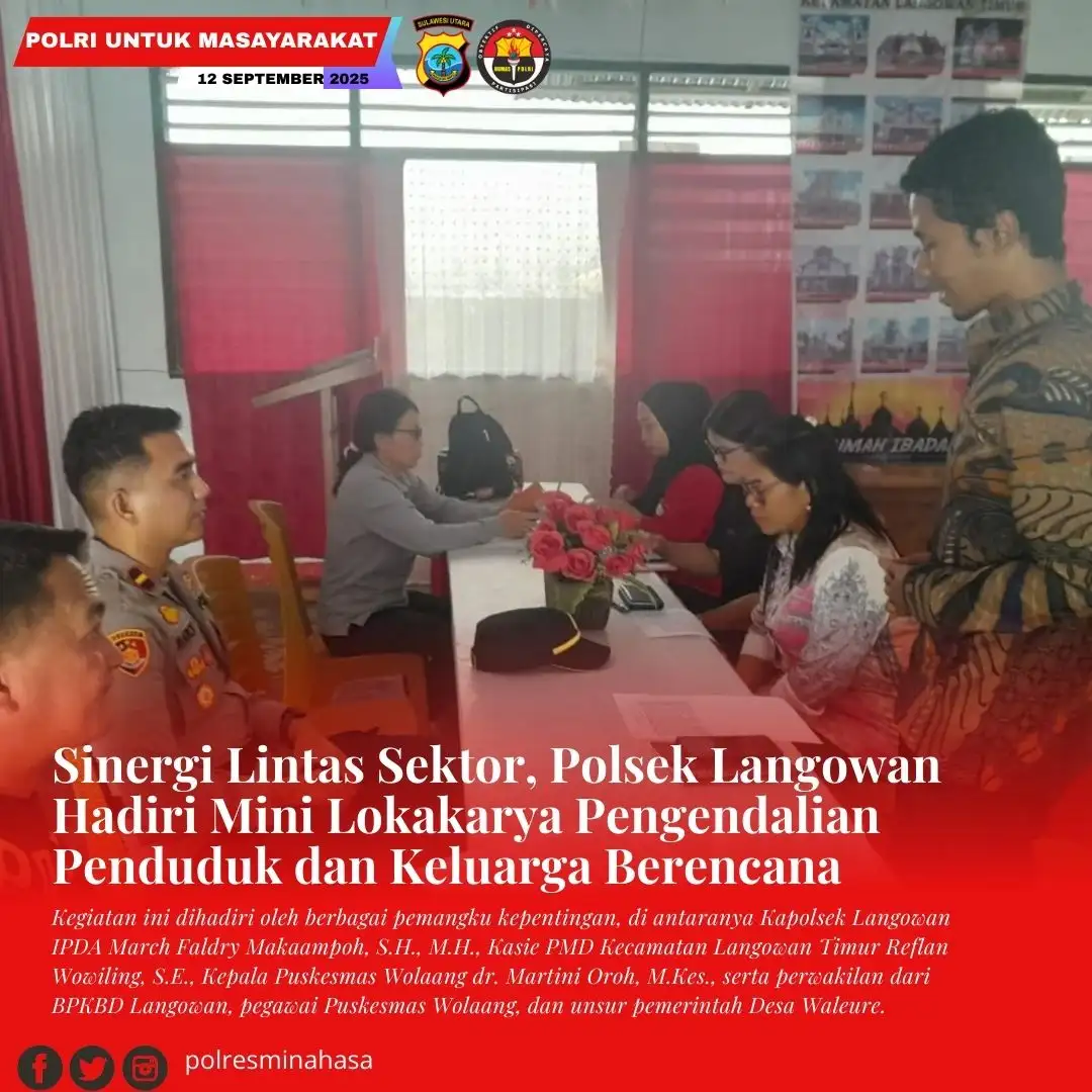 Sinergi Lintas Sektor, Polsek Langowan Hadiri Mini Lokakarya Pengendalian Penduduk dan Keluarga Berencana